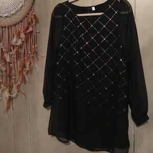 Black and gold mini dress